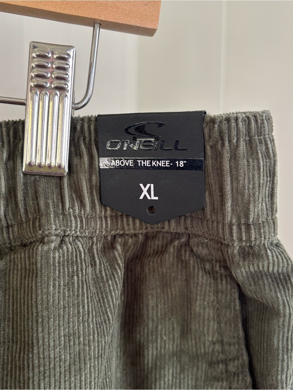 O'Neill Shorts Mens XL Dark Green Corduroy Elastic Waist Drawstring Surf Chino - Picture 2 of 9